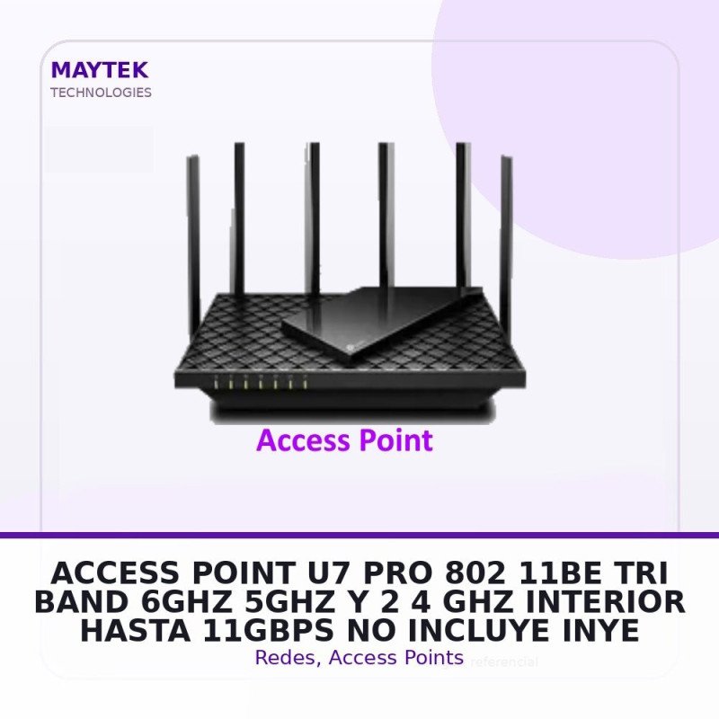 Access Point U7-pro 802.11be, Tri Band 6ghz, 5GHZ Y 2.4 GHZ, Interior Hasta 11gbps No Incluye Inyector POE