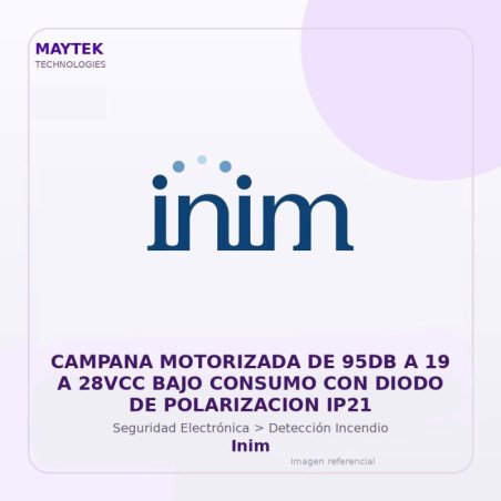 Inim Campana Motorizada de 95DB a 19 a 28VCC BAJO Consumo con Diodo de Polarizacion IP21