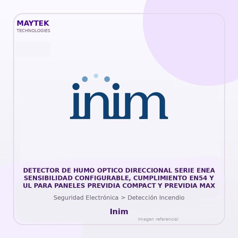 Inim Detector de HUMO Optico Direccional Serie ENEA Sensibilidad Configurable, Cumplimiento EN54 y UL para Paneles Previdia