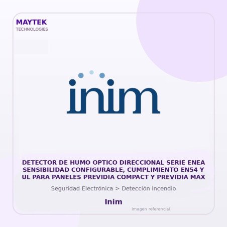 Inim Detector de HUMO Optico Direccional Serie ENEA Sensibilidad Configurable, Cumplimiento EN54 y UL para Paneles Previdia
