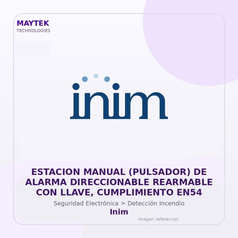 Inim Estacion Manual (pulsador) de Alarma Direccionable Rearmable con Llave, Cumplimiento EN54