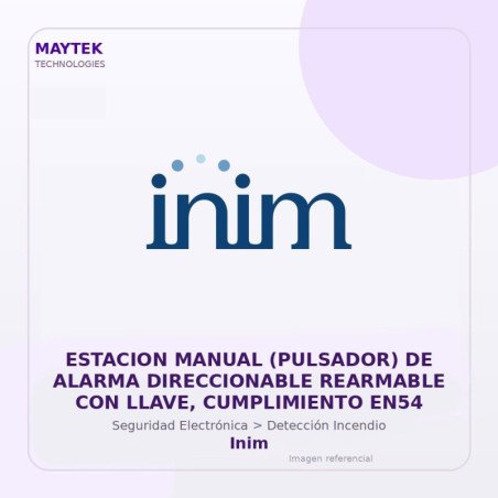 Inim Estacion Manual (pulsador) de Alarma Direccionable Rearmable con Llave, Cumplimiento EN54
