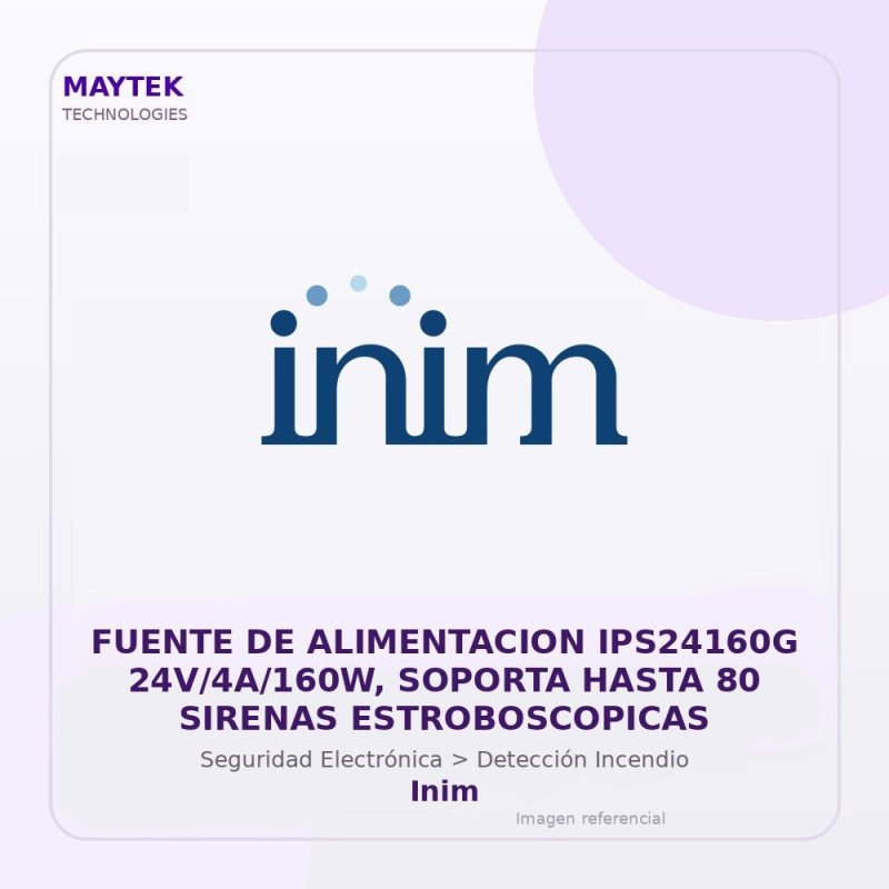 Inim Fuente de Alimentacion IPS24160G 24V/4A/160W, Soporta Hasta 80 Sirenas Estroboscopicas