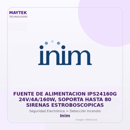 Inim Fuente de Alimentacion IPS24160G 24V/4A/160W, Soporta Hasta 80 Sirenas Estroboscopicas