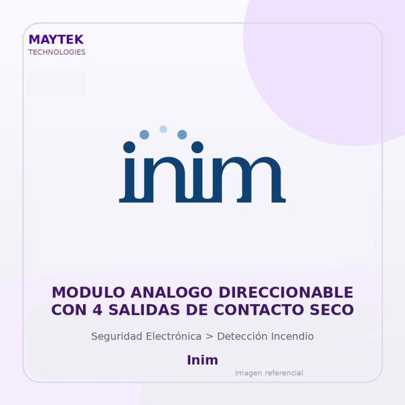 Inim Modulo Analogo Direccionable con 4 Salidas de Contacto SECO