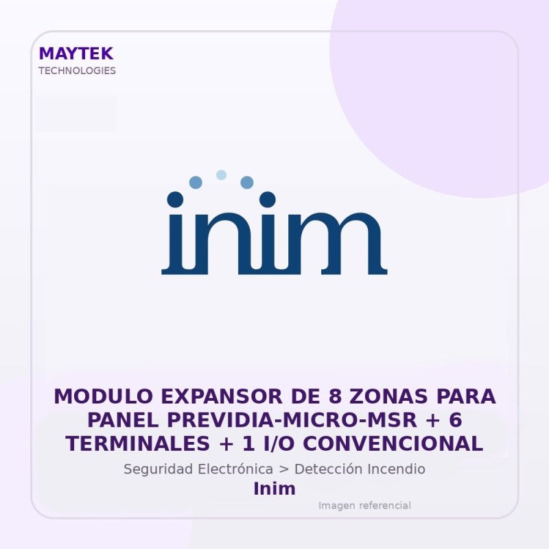 Inim Modulo Expansor de 8 Zonas para Panel PREVIDIA-MICRO-MSR + 6 Terminales + 1 I/O Convencional
