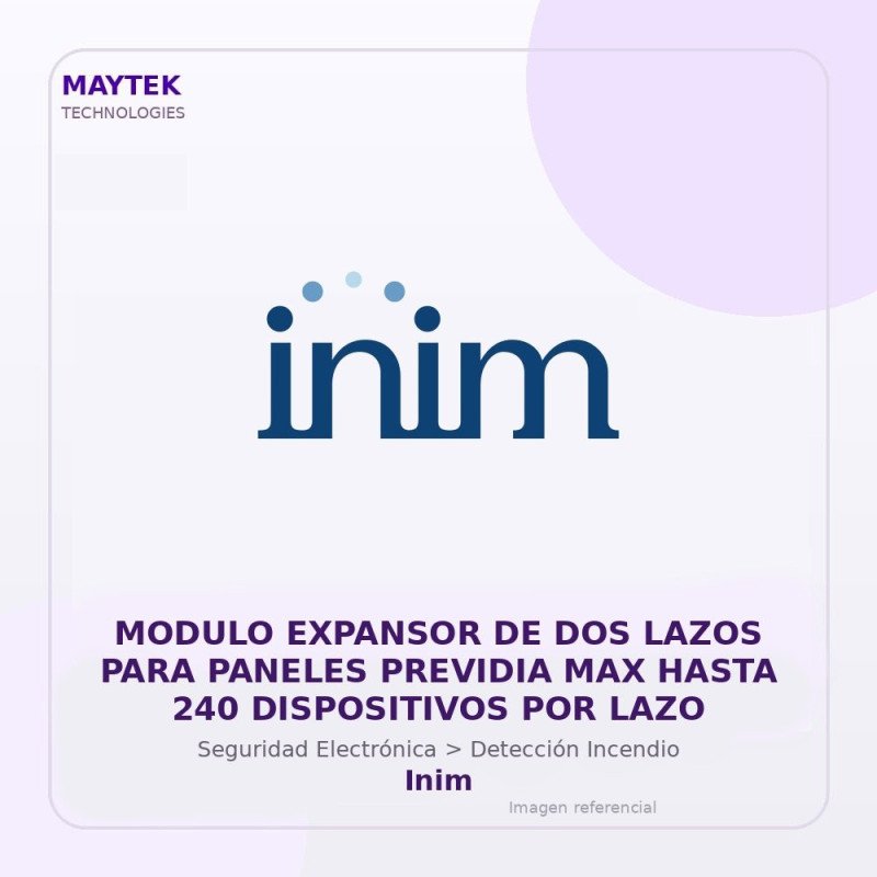 Inim Modulo Expansor de DOS Lazos para Paneles Previdia MAX Hasta 240 Dispositivos por LAZO