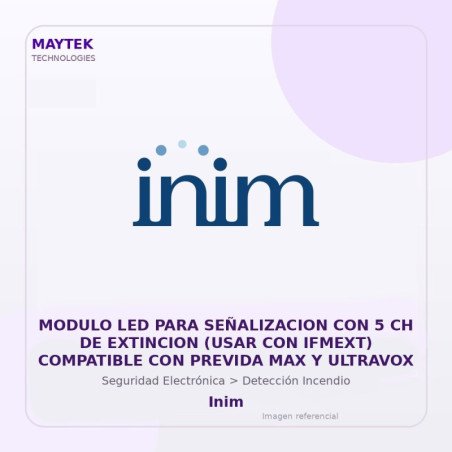 Inim Modulo para Extincion por Agente Limpio (GAS) Direccionable Compatible con Previda MAX y Ultravox USAR con FPMEXT-G Hasta