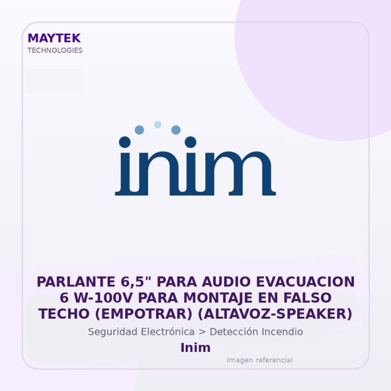 Inim Parlante 6,5" para Audio Evacuacion 6 W-100V para Montaje en Falso Techo (empotrar) (ALTAVOZ-SPEAKER)