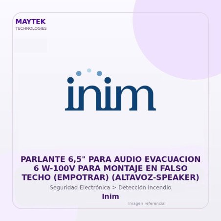 Inim Parlante 6,5" para Audio Evacuacion 6 W-100V para Montaje en Falso Techo (empotrar) (ALTAVOZ-SPEAKER)