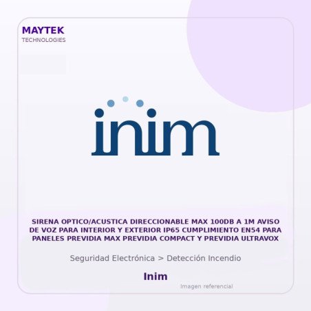 Inim Sirena OPTICO/ACUSTICA Direccionable MAX 100DB a 1M Aviso de VOZ para Interior y Exterior IP65 Cumplimiento EN54 para