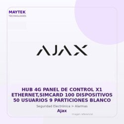 Gvs Security Hub 4G Panel De Control X1 Ethernet,Simcard 100 Dispositivos 50 Usuarios 9 Particiones Blanco
