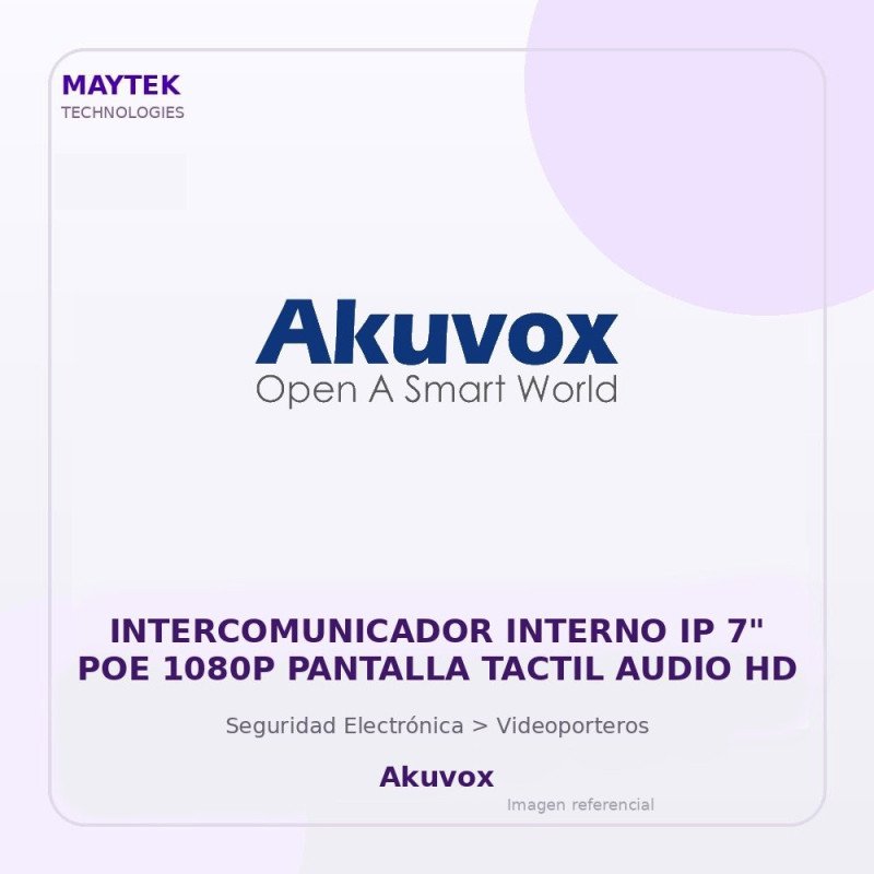 Akuvox Intercomunicador Interno Ip 7" POE 1080P Pantalla Tactil Audio Hd