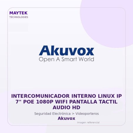 Akuvox Intercomunicador Interno Linux Ip 7" POE 1080P WiFi Pantalla Tactil Audio Hd