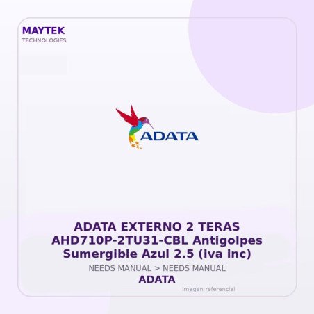 Adata Externo 2 Teras Ahd710p-2tu31-cbl Antigolpes Sumergible Azul 2.5