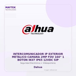 Dahua Intercomunicador Ip Exterior Metalico Camara 2Mp Fov 160° 1 Boton Ik07 Ip65 12Vdc Sip