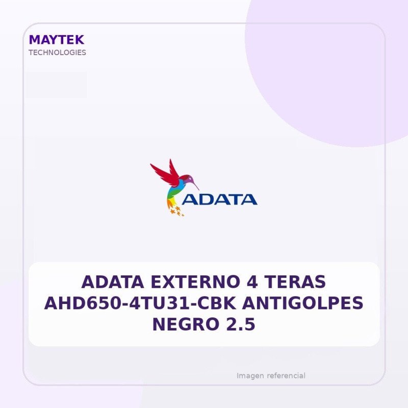 Adata Externo 4 Teras Ahd650-4tu31-cbk Antigolpes Negro 2.5