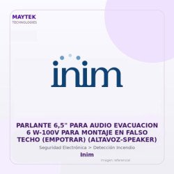 Inim Parlante 6,5" Para Audio Evacuacion 6 W-100V Para Montaje En Falso Techo (Empotrar) (Altavoz-Speaker)