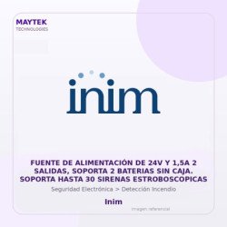 Inim Fuente De Alimentación De 24V Y 1,5A 2 Salidas, Soporta 2 Baterias Sin Caja. Soporta Hasta 30 Sirenas Estroboscopicas