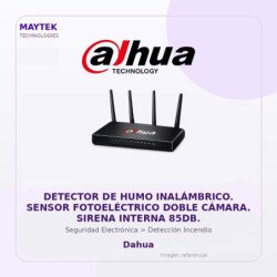Dahua Detector De Humo Inalámbrico. Sensor Fotoeléctrico Doble Cámara. Sirena Interna 85Db.