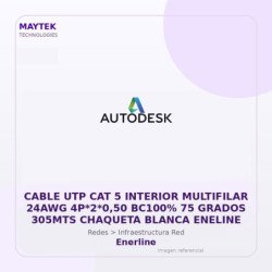 Gvs Security Cable Utp Cat 5 Interior Multifilar 24Awg 4P*2*0,50 Bc100% 75 Grados 305Mts Chaqueta Blanca Eneline