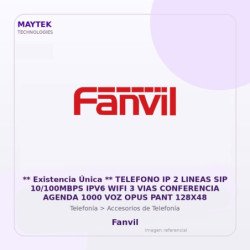 Fanvil ** Existencia Única ** Telefono Ip 2 Lineas Sip 10/100Mbps Ipv6 WiFi 3 Vias Conferencia Agenda 1000 Voz Opus Pant 128X48