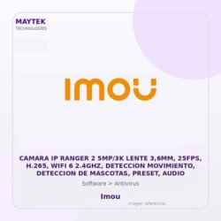 Imou Camara IP Ranger 2 5MP/3K Lente 3,6MM, 25FPS, H.265, WIFI 6 2.4GHZ, Deteccion Movimiento, Deteccion de Mascotas, Preset