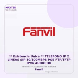 Fanvil ** Existencia Única ** Telefono Ip 2 Lineas Sip 10/100Mbps POE Ftp/Tftp Ipv6 Audio Hd