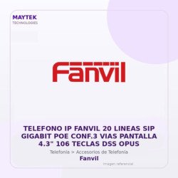 Fanvil Telefono Ip Fanvil 20 Lineas Sip Gigabit POE Conf.3 Vias Pantalla 4.3" 106 Teclas Dss Opus