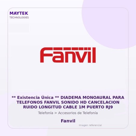 Fanvil ** Existencia Única ** Diadema Monoaural Para Telefonos Fanvil Sonido Hd Cancelacion Ruido Longitud Cable 1M Puerto Rj9