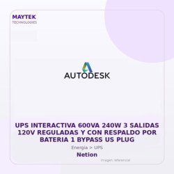 Gvs Security Ups Interactiva 600Va 240W 3 Salidas 120V Reguladas Y Con Respaldo Por Bateria 1 Bypass Us Plug