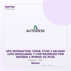 Gvs Security Ups Interactiva 750Va 375W 3 Salidas 120V Reguladas Y Con Respaldo Por Bateria 1 Bypass Us Plug