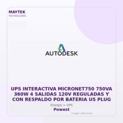 Gvs Security Ups Interactiva Micronet750 750Va 360W 4 Salidas 120V Reguladas Y Con Respaldo Por Bateria Us Plug