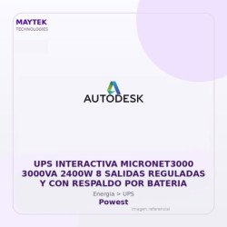 Gvs Security Ups Interactiva Micronet3000 3000Va 2400W 8 Salidas Reguladas Y Con Respaldo Por Bateria