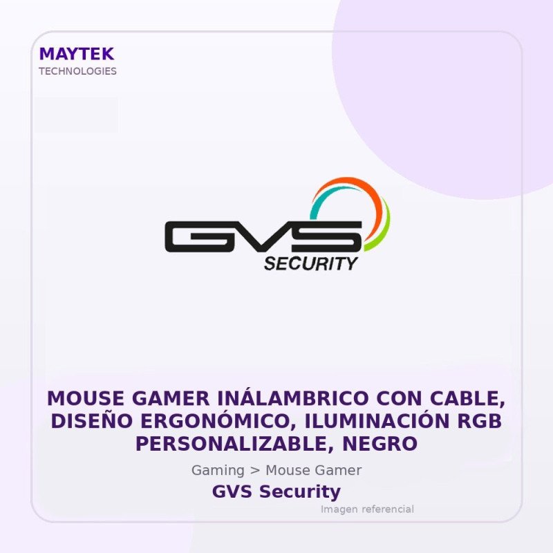 Gvs Security Mouse Gamer Inálambrico Con Cable, Diseño Ergonómico, Iluminación Rgb Personalizable, Negro