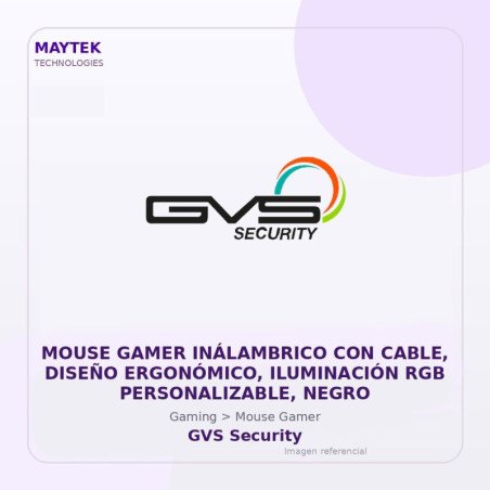 Gvs Security Mouse Gamer Inálambrico Con Cable, Diseño Ergonómico, Iluminación Rgb Personalizable, Negro