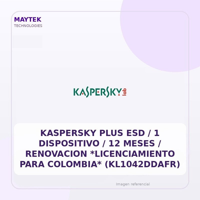 Kaspersky PLUS ESD / 1 Dispositivo / 12 Meses / Renovacion *Licenciamiento para Colombia* (KL1042DDAFR)