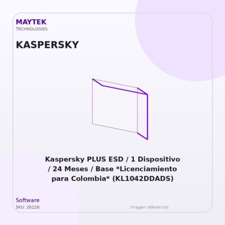 Kaspersky PLUS ESD / 1 Dispositivo / 24 Meses / Base *Licenciamiento para Colombia* (KL1042DDADS)