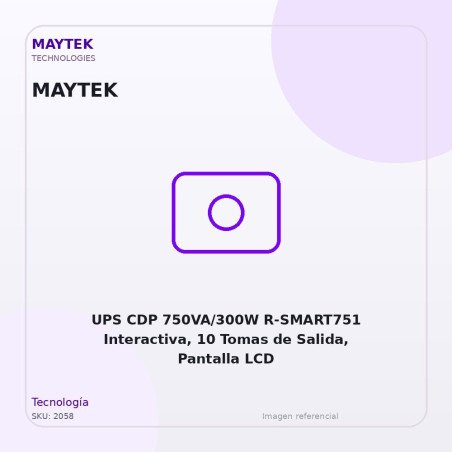 UPS CDP 750VA/300W R-SMART751 Interactiva, 10 Tomas de Salida, Pantalla LCD
