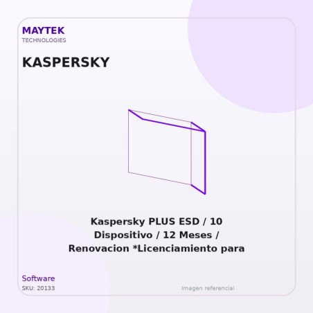 Kaspersky PLUS ESD / 10 Dispositivo / 12 Meses / Renovacion *Licenciamiento para Colombia* (KL1042DDKFR)