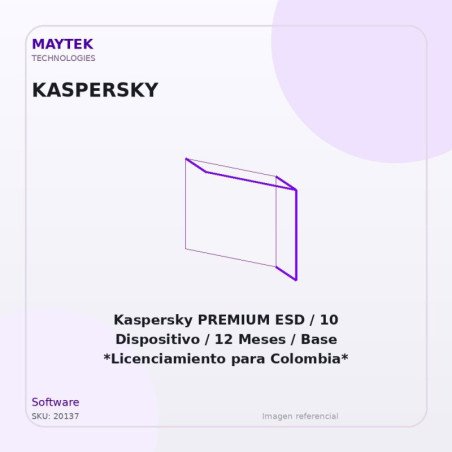 Kaspersky PREMIUM ESD / 10 Dispositivo / 12 Meses / Base *Licenciamiento para Colombia* (KL1047DDKFS)