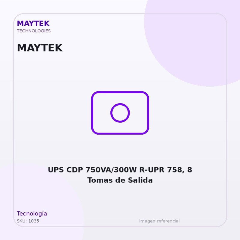 UPS CDP 750VA/300W R-UPR 758, 8 Tomas de Salida