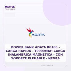 Power BANK Adata R0100 | Carga Rapida | 10000MAH Carga Inalambrica Magnetica | con Soporte Plegable | Negra