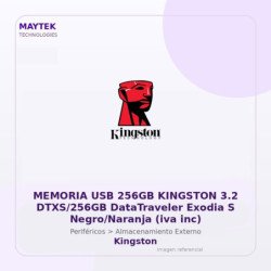 Kingston Memoria USB 256gb Kingston 3.2 Dtxs/256gb Datatraveler Exodia S Negro/naranja