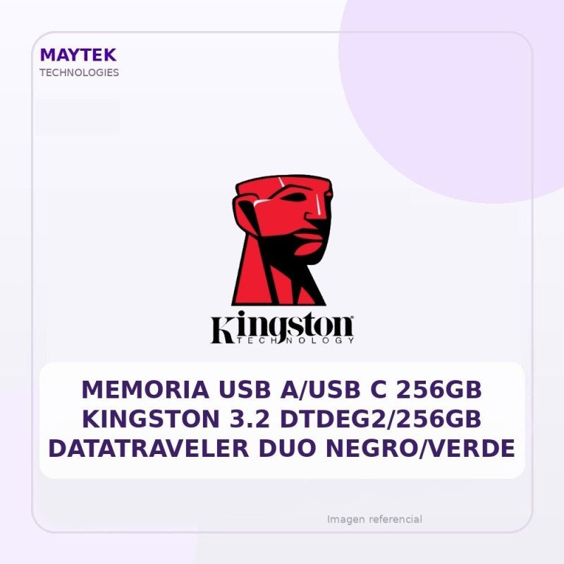 Kingston Memoria USB A/usb C 256gb Kingston 3.2 Dtdeg2/256gb Datatraveler Duo Negro/verde