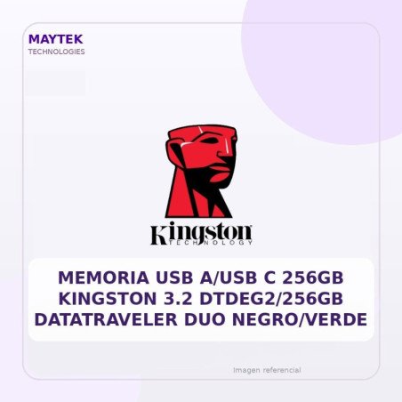 Kingston Memoria USB A/usb C 256gb Kingston 3.2 Dtdeg2/256gb Datatraveler Duo Negro/verde