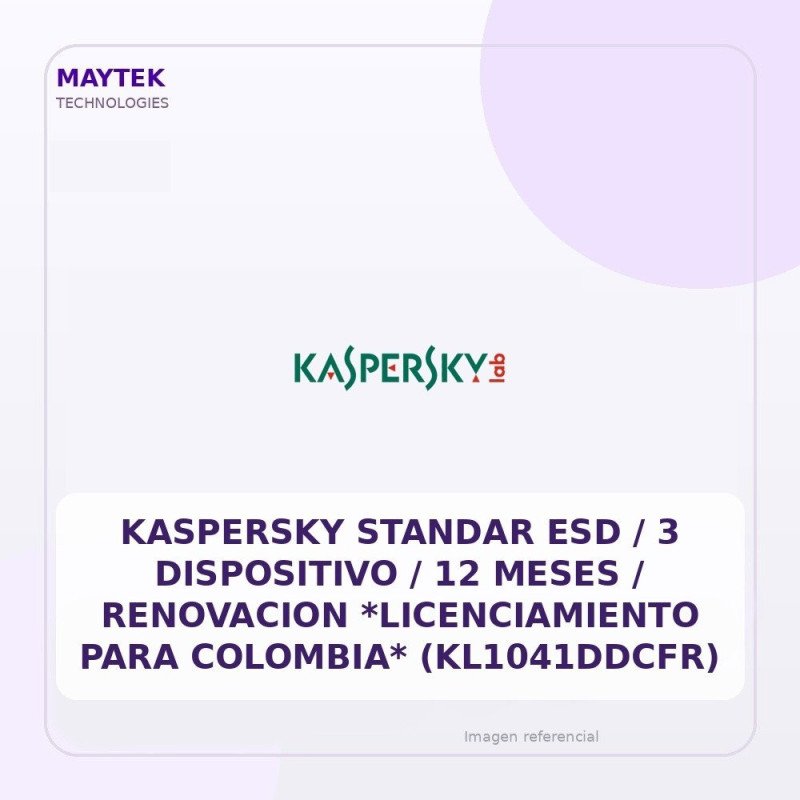 Kaspersky STANDAR ESD / 3 Dispositivo / 12 Meses / Renovacion *Licenciamiento para Colombia* (KL1041DDCFR)