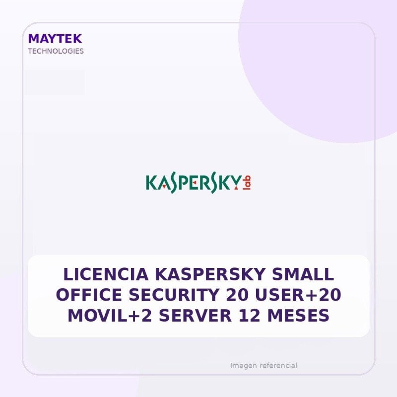 Licencia Kaspersky Small Office Security 20 USER+20 MOVIL+2 Server 12 Meses
