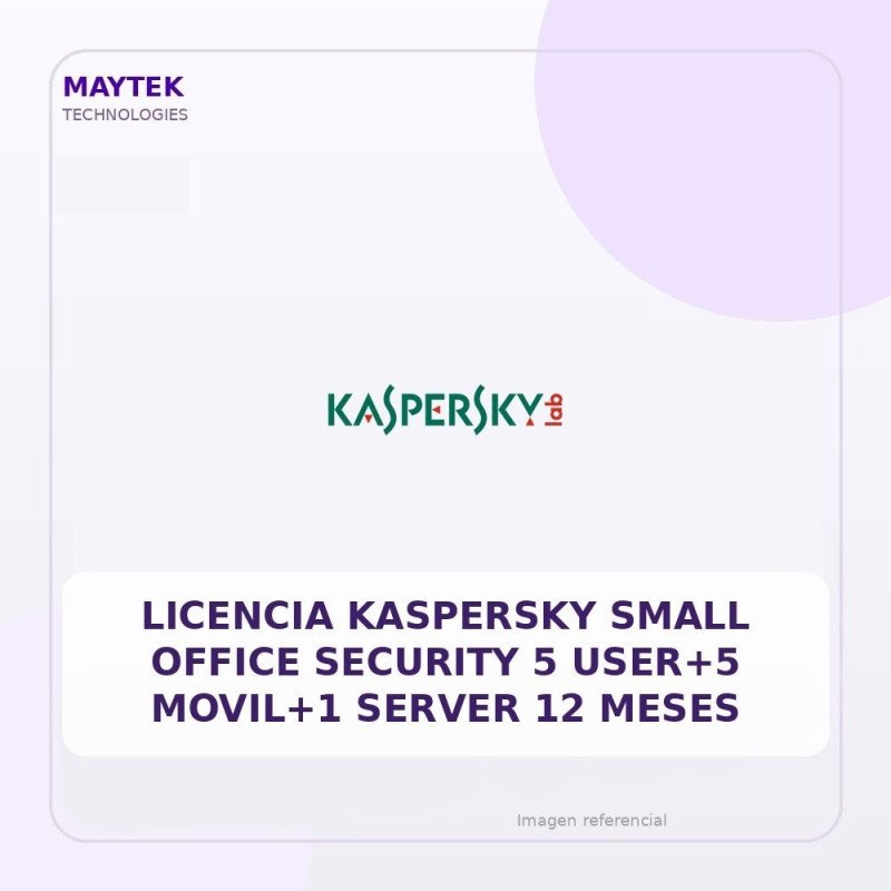 Licencia Kaspersky Small Office Security 5 USER+5 MOVIL+1 Server 12 Meses