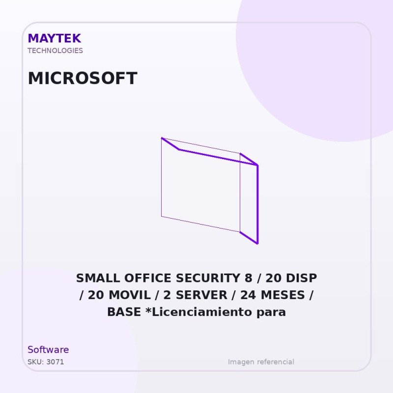 Microsoft SMALL OFFICE SECURITY 8 / 20 DISP / 20 MOVIL / 2 SERVER / 24 MESES / BASE *Licenciamiento para Colombia* (KL4541DDNDS)